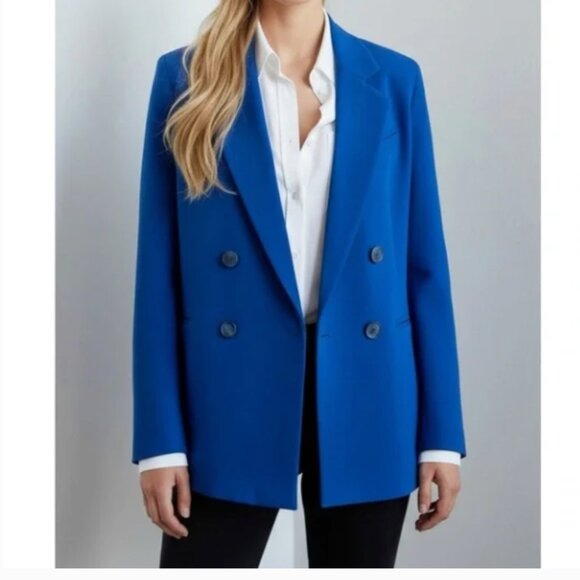NWOT MAEVE x Anthropologie Oversized Double Breasted Cobalt Blue Blazer | Size 6 - Picture 2 of 12